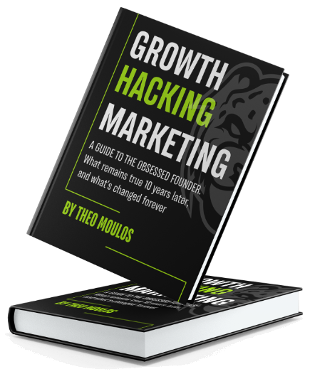 Growth Hacking Marketing by Theo Moulos, one copy standing on another